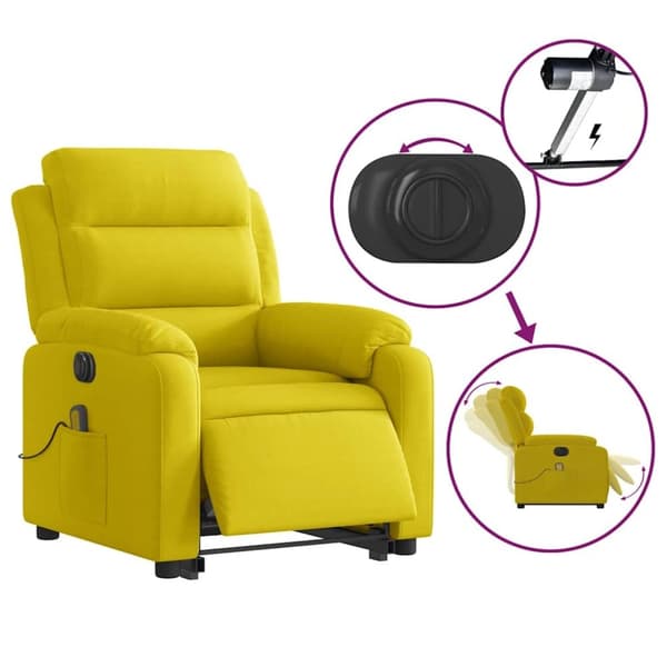 vidaXL Elektrisk massagefåtölj med uppresningshjälp gul sammet