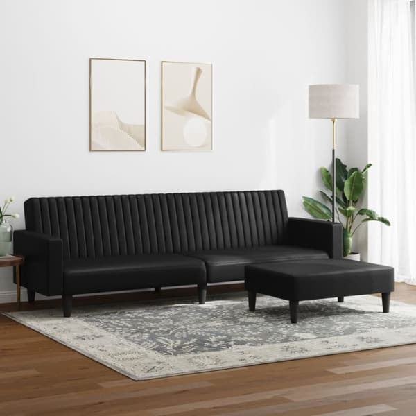 vidaXL Soffgrupp 2 delar svart konstläder