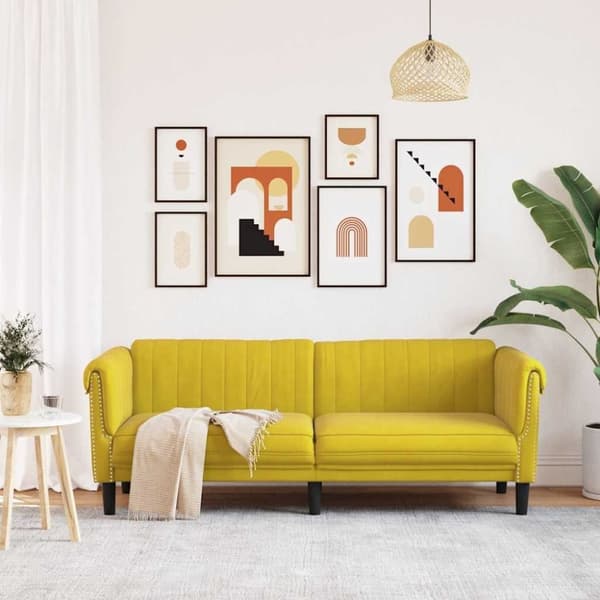 vidaXL 3-personers sofa velour gul