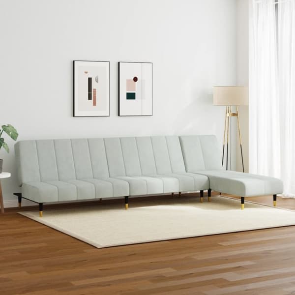 vidaXL sofasæt 2 dele velour lysegrå