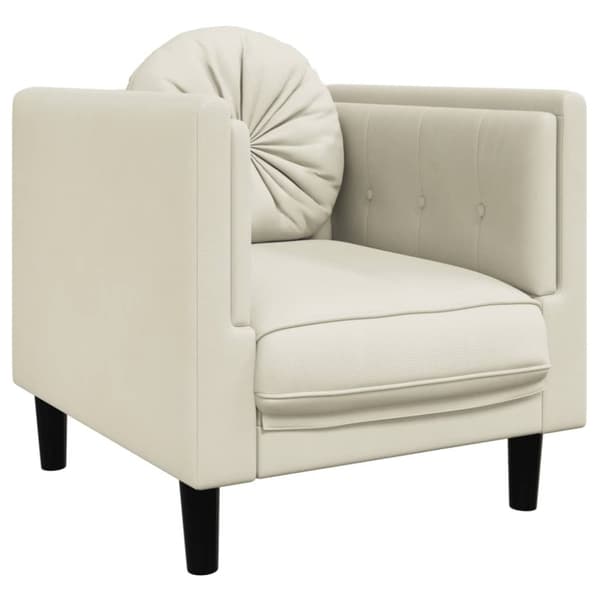 vidaXL sofasæt 3 dele med puder velour cremefarvet