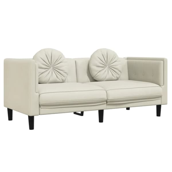 vidaXL sofasæt 3 dele med puder velour cremefarvet