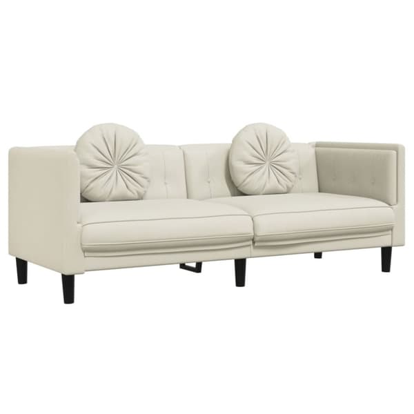 vidaXL sofasæt 3 dele med puder velour cremefarvet