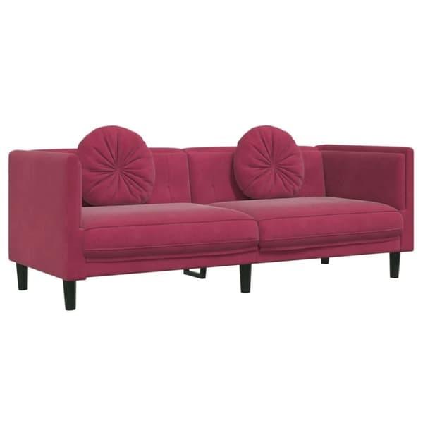 vidaXL sofasæt 2 dele med puder velour vinrød