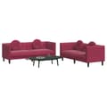 Miniatyrbillede 2 af 9: vidaXL sofasæt 2 dele med puder velour vinrød