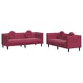 Miniatyrbillede 1 af 9: vidaXL sofasæt 2 dele med puder velour vinrød