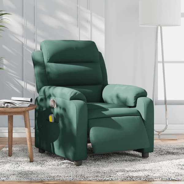 vidaXL Elektrisk massagefåtölj mörkgrön sammet