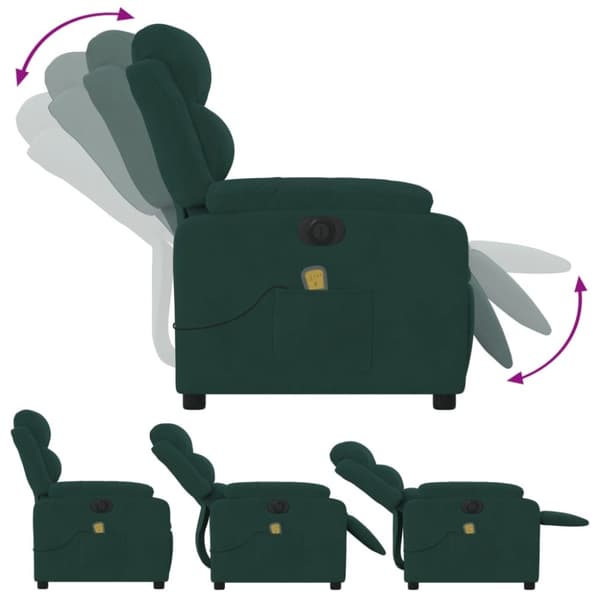 vidaXL massagestol velour mørkegrøn