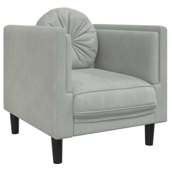 vidaXL lænestol med hynder velour lysegrå