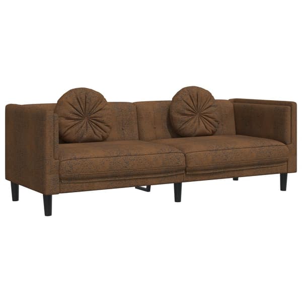 vidaXL sofasæt 3 dele med puder velour brun