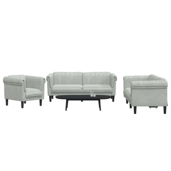 vidaXL sofasæt 3 dele velour lysegrå