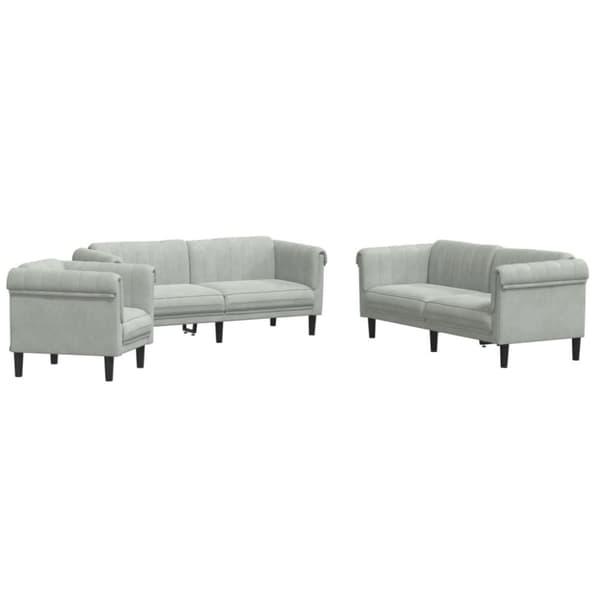 vidaXL sofasæt 3 dele velour lysegrå