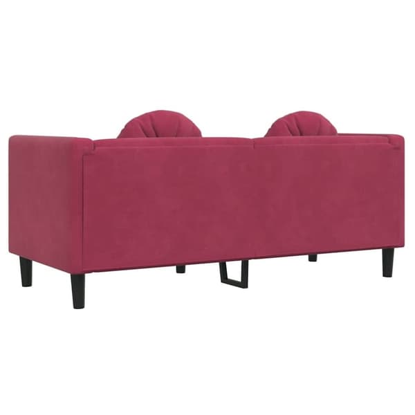 vidaXL Soffa med kuddar 2-sits vinröd sammet