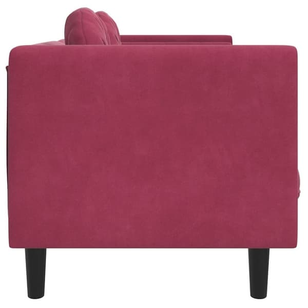vidaXL 2-personers sofa med hynder velour vinrød