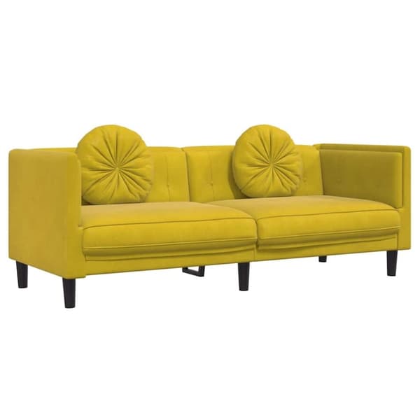 vidaXL 3-personers sofa med hynder velour gul
