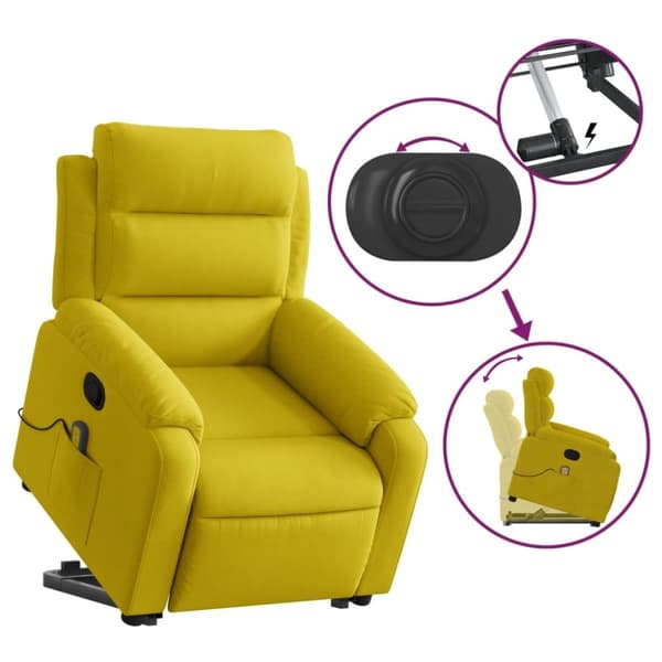 vidaXL Massagefåtölj med uppresningshjälp Gul sammet