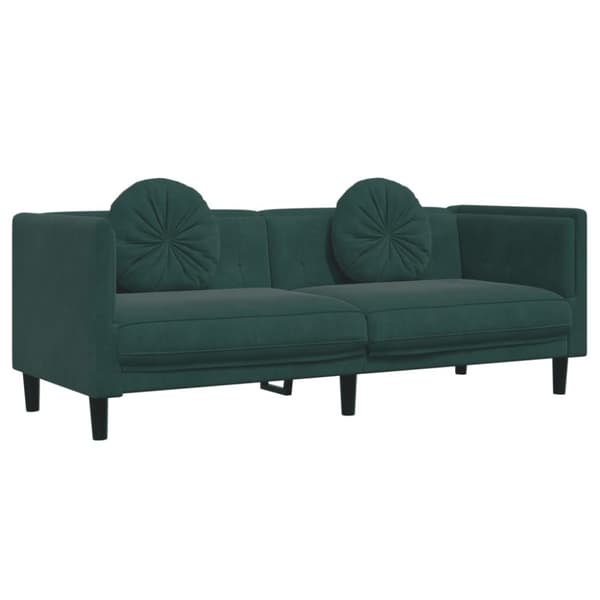 vidaXL sofasæt 3 dele med puder velour mørkegrøn