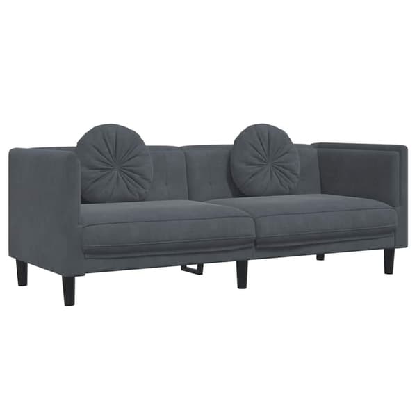 vidaXL 3-personers sofa med hynder velour mørkegrå