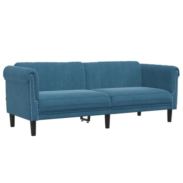 vidaXL Soffa 3-sits blå sammet