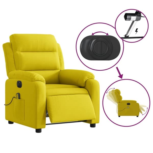 vidaXL Elektrisk massagefåtölj gul sammet