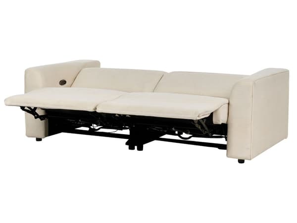 Sofa Beige Fløjl 2 Personers Elektrisk Biografsofa Recliner Designsofa med Justerbart Ryglæn og Fodskammel Filmsofa