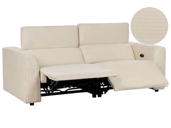 Sofa Beige Fløjl 2 Personers Elektrisk Biografsofa Recliner Designsofa med Justerbart Ryglæn og Fodskammel Filmsofa