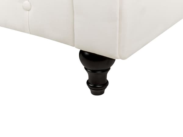 Chesterfield Sofa Off White Sorte Træben 3 Personers Bredt Tyk Polstret Stofsofa Knap Tuftet Venetiansk Barok stil Stue Indretning