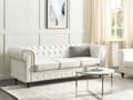 Miniatyrbillede 2 af 11: Chesterfield Sofa Off White Sorte Træben 3 Personers Bredt Tyk Polstret Stofsofa Knap Tuftet Venetiansk Barok stil Stue Indretning