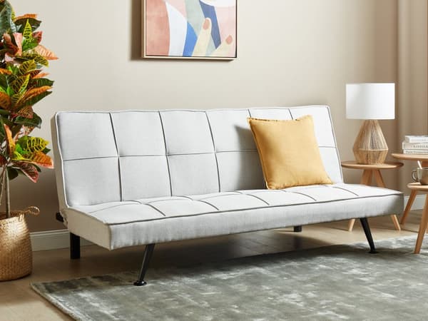 Sovesofa Lysegrå Polyester 3-seter Polstret Metallben Justerbar ryggstøtte Moderne design Sofa
