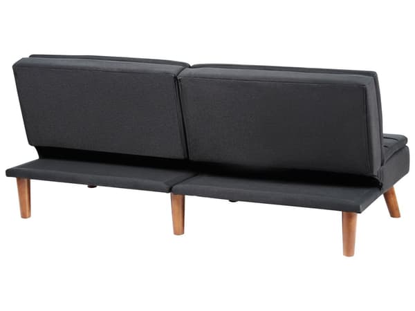 Bäddsoffa Svart 3-sits Stoppad Tygklädsel Träben Justerbara Ryggstöd Quiltad Tuftad Modern Vardagsrum Gästrum