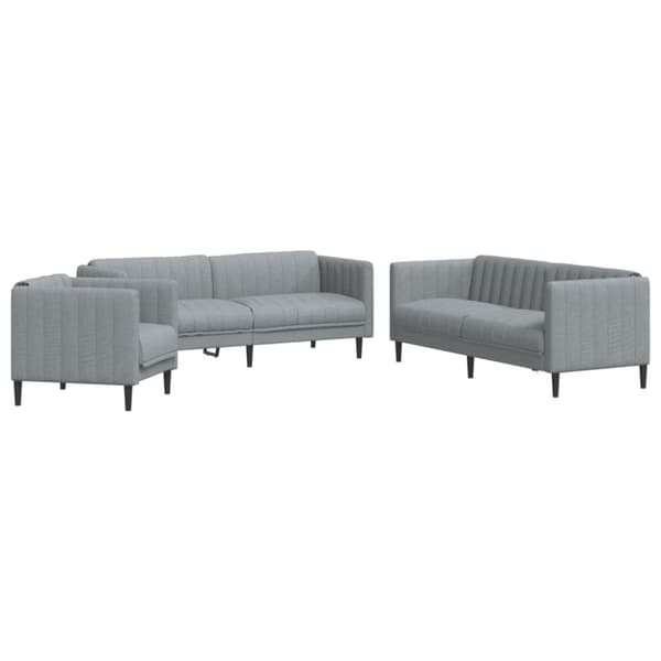 vidaXL sofasæt 3 dele stof lysegrå