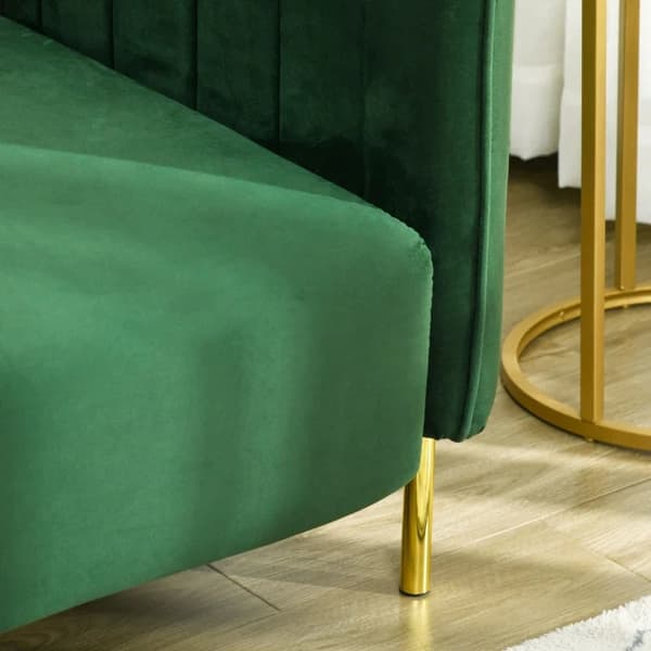 Rootz Soffa - 3-sits soffa - Soffa med 2 kuddar - Sammetslook - Retrodesign - Avtagbart överdrag - Sammetsimitation - Grön - 195cm x 88cm x 76cm