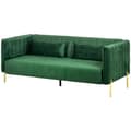 Miniatyrbild 6 av 6: Rootz Soffa - 3-sits soffa - Soffa med 2 kuddar - Sammetslook - Retrodesign - Avtagbart överdrag - Sammetsimitation - Grön - 195cm x 88cm x 76cm