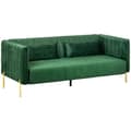 Miniatyrbild 1 av 6: Rootz Soffa - 3-sits soffa - Soffa med 2 kuddar - Sammetslook - Retrodesign - Avtagbart överdrag - Sammetsimitation - Grön - 195cm x 88cm x 76cm