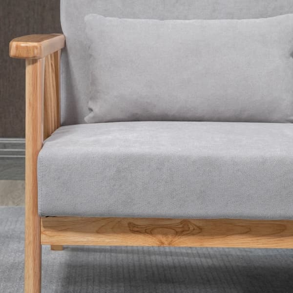 Rootz Sofa - Relax Sofa - 2-personers sofa - Inklusiv 2 hynder - Velvet Look - Gummitræ - Grå + Naturlig - 130 cm x 75 cm x 78 cm