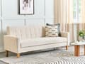 Miniatyrbilde 2 av 11: Sovesofa Off-white Stoff 3-seter Chenille-tekstur Klikk-klakk-mekanisme Oppbevaringsrom Moderne design Sofa Stue