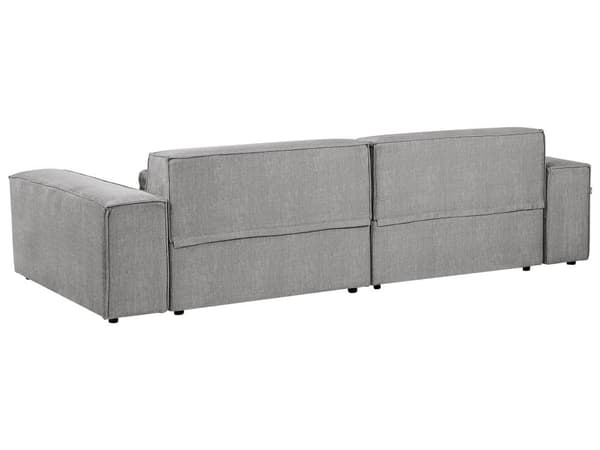 Hjørnesofa med Chaiselong Grå Polyester 2 Personers Sofa L Formet Dyb Sofahjørne Siddemøbel Blød Stofsofa Venstrevendt Modulsofa