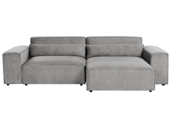 Hjørnesofa med Chaiselong Grå Polyester 2 Personers Sofa L Formet Dyb Sofahjørne Siddemøbel Blød Stofsofa Venstrevendt Modulsofa