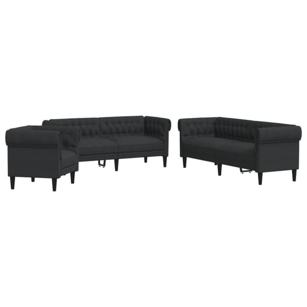vidaXL sofasæt 3 dele stof sort