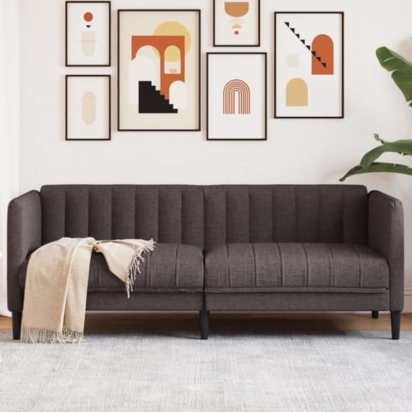vidaXL Soffa 2-sits mörkbrun tyg