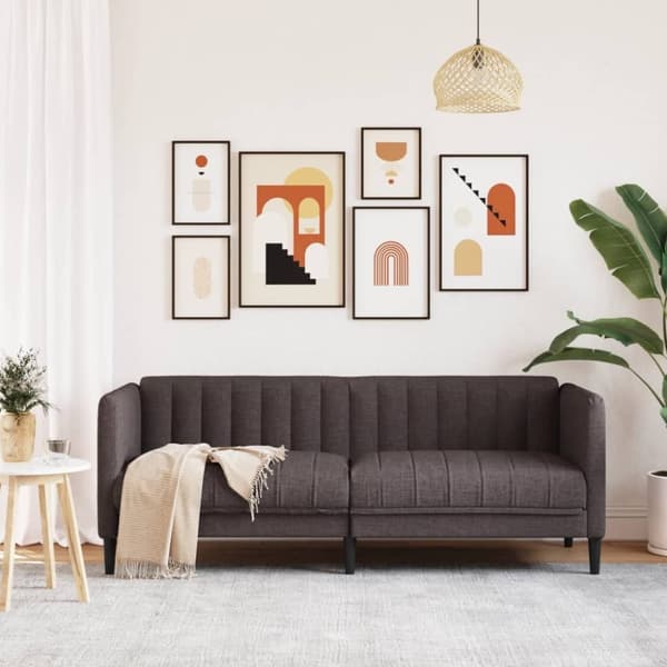 vidaXL Soffa 2-sits mörkbrun tyg