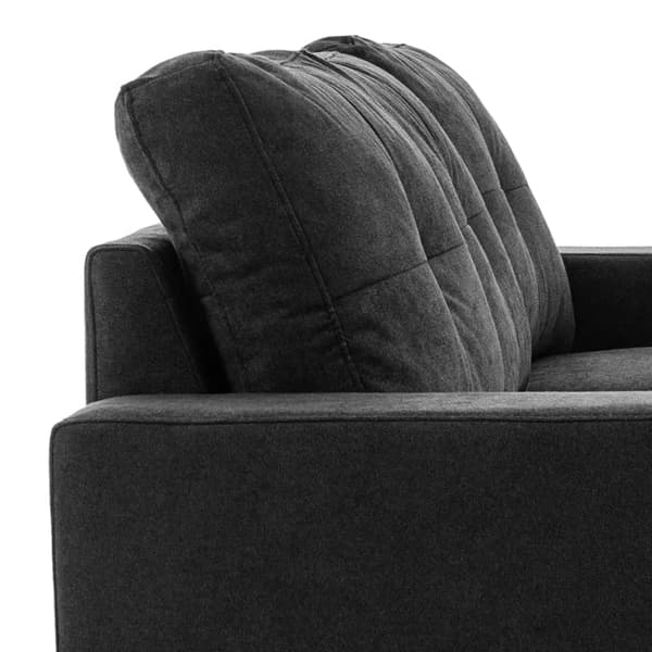 Rootz 3-sits hörnsoffa - Linnelook - Vändbar schäslong - Gummiträ - Svart - 193x136x85 cm