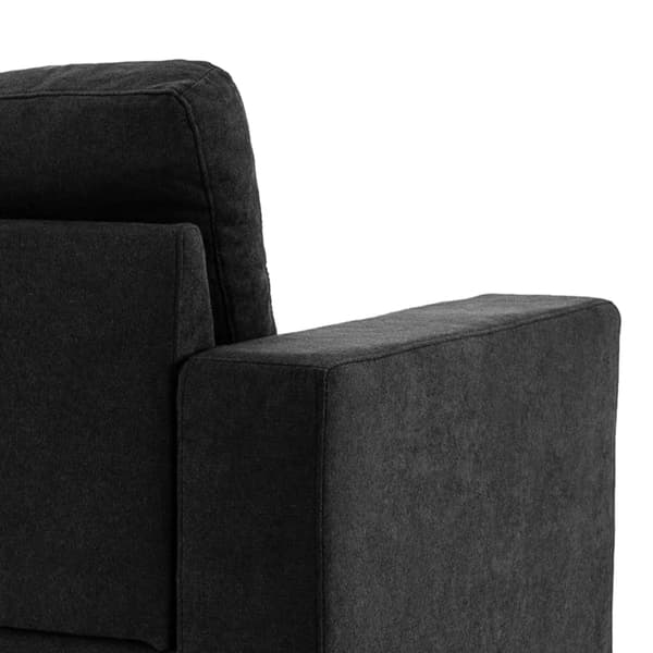 Rootz 3-sits hörnsoffa - Linnelook - Vändbar schäslong - Gummiträ - Svart - 193x136x85 cm