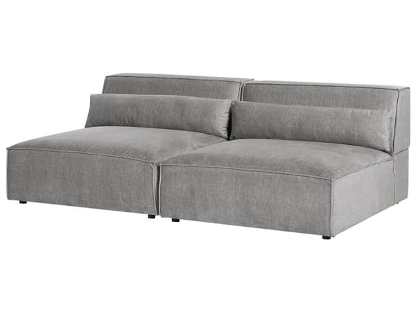 Modulsofa Grå Polyester 2 Personers Designer Blød Moderne Flyder Sofa uden Armlæn Stue Indretning Høj Kvalitet Stofsofa