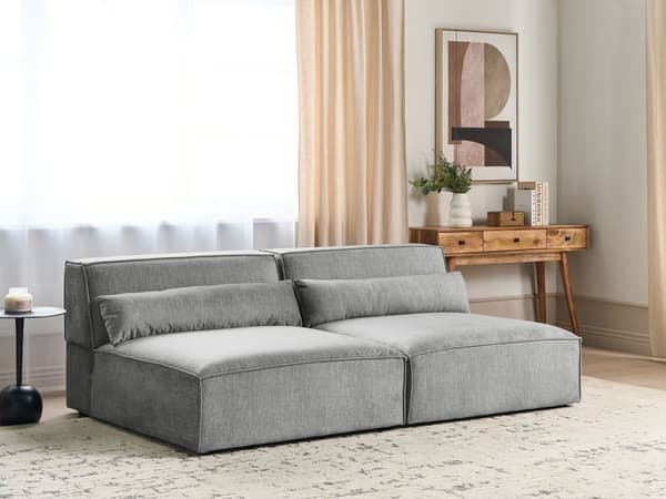 Modulsofa Grå Polyester 2 Personers Designer Blød Moderne Flyder Sofa uden Armlæn Stue Indretning Høj Kvalitet Stofsofa