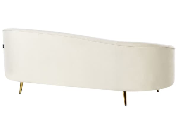 Sohva beige sametti 3 hengelle kultaiset metallijalat retro-tyyli glamour-tyyli