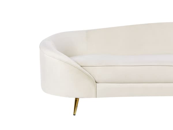 Sohva beige sametti 3 hengelle kultaiset metallijalat retro-tyyli glamour-tyyli