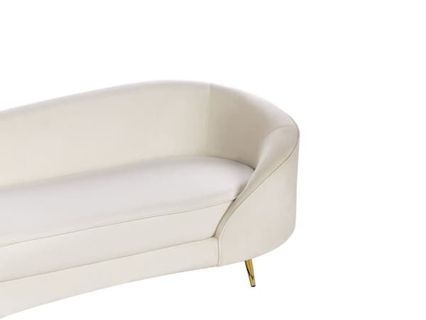 Sohva beige sametti 3 hengelle kultaiset metallijalat retro-tyyli glamour-tyyli