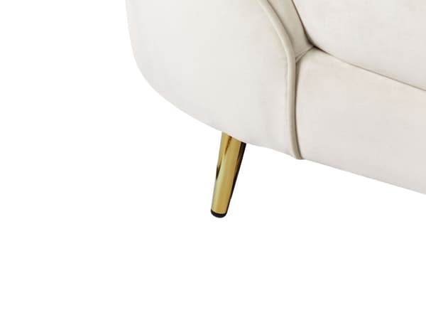 Sohva beige sametti 3 hengelle kultaiset metallijalat retro-tyyli glamour-tyyli