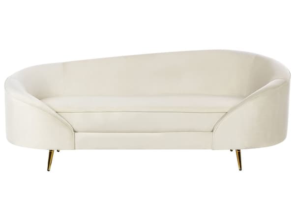 Sohva beige sametti 3 hengelle kultaiset metallijalat retro-tyyli glamour-tyyli
